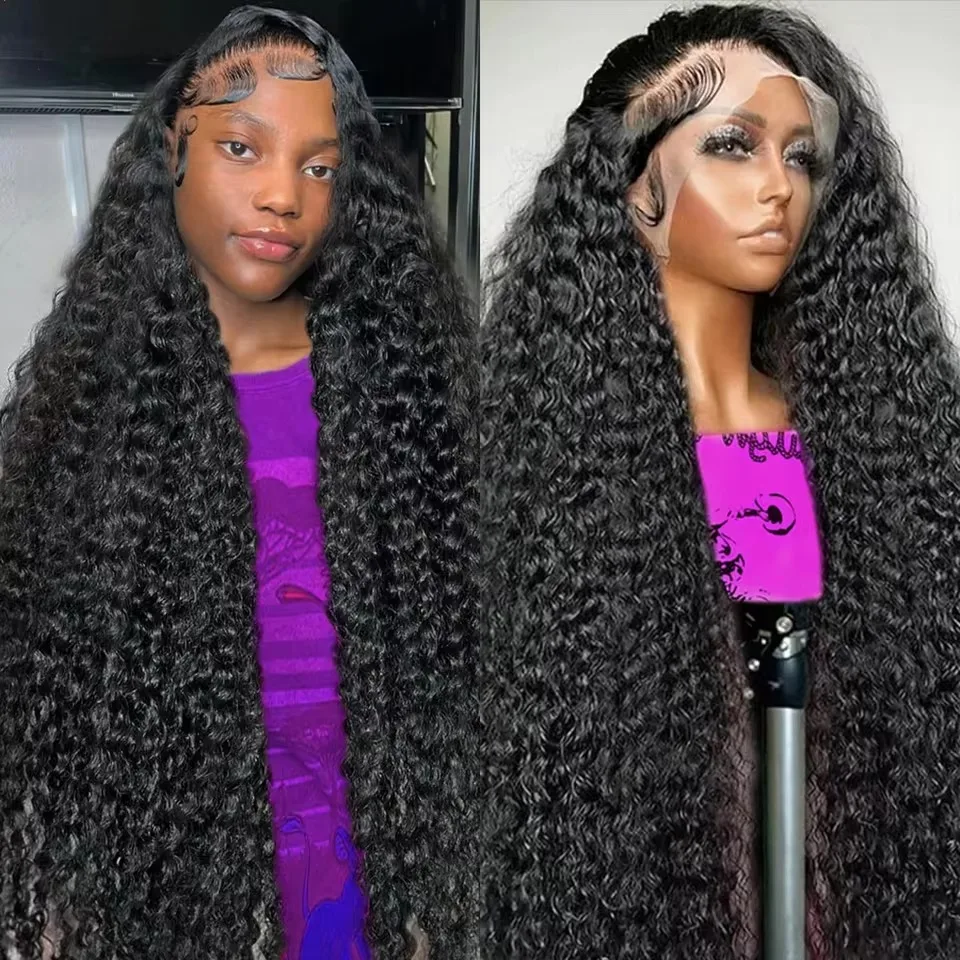 Deep Wave Frontal Wig 13x4 13x6 HD Lace Remy Human Hair Wigs For Women 360 Full Lace Curly Wig Pre Plucked 40 Inch 250 Density Wet And Wavy Loose Water Wave Lace Front Wig