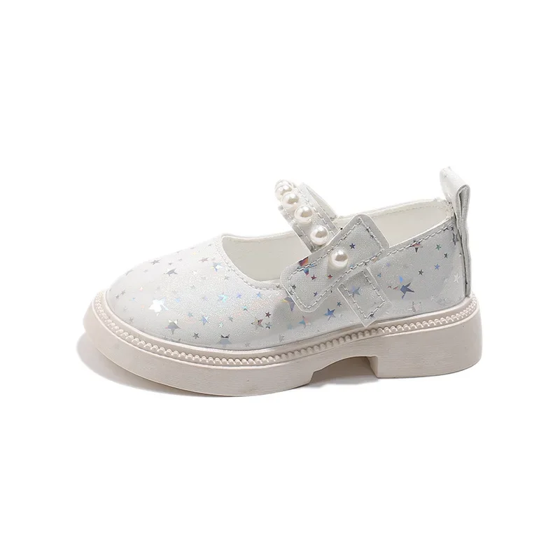 2025 Shoes NewGirls Leather Shoes for Party Wedding Kids Princess Rhinestones Shoes with Bow-knot Fashion Children