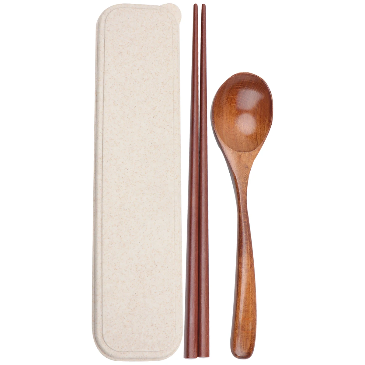 

3pcs Wooden Spoon Chopsticks Set Reusable Eco Friendly Portable Travel Cutlery Dinnerware Kit Utensil Box