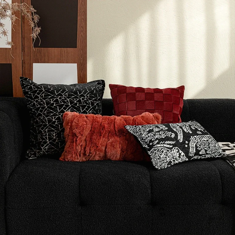 30X50/45X45/50X50CM Luxury Red Black Throw Pillow Cover Modern Classic Waist Cushion Cover Decor Home Decorative Pillowcase