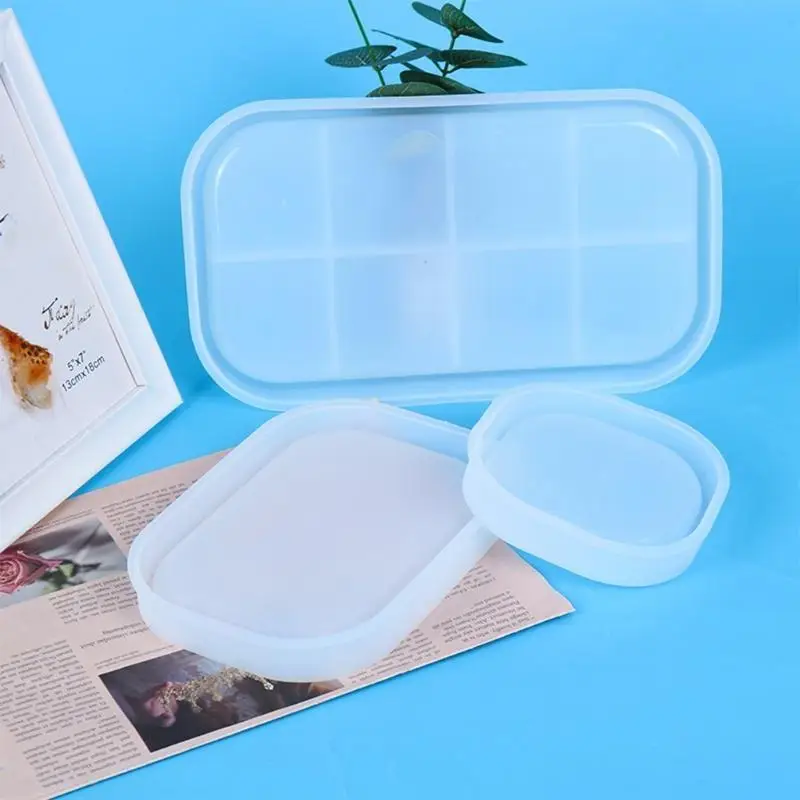 A52E Cup Mat Crystal Mold Handmade Oval Tray Silicone Mold Fruit Plate Mold