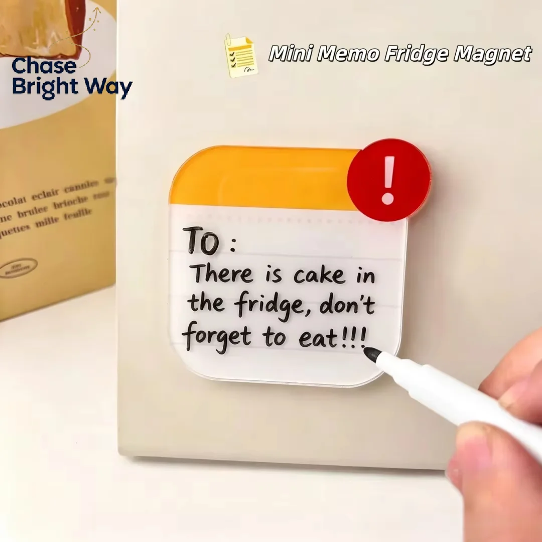 Reusable Dry Erase Refrigerator Memo Magnet Exclamation Mark Shape Acrylic Message Board for Kitchen Grocery Note
