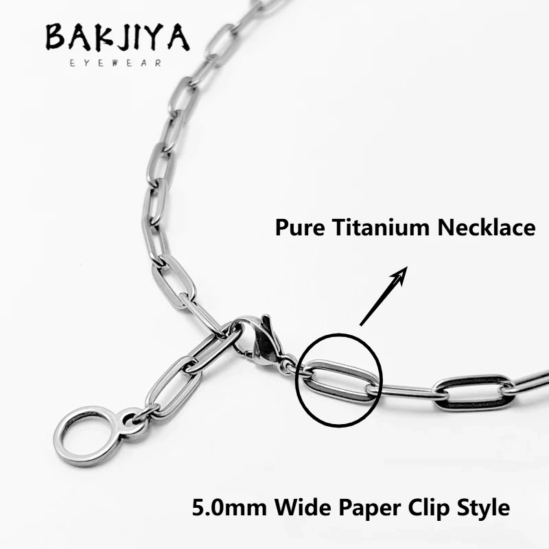 

Pure Titanium Chain 5.0mm Long Flat O-Link Necklace, Lightweight Hypoallergenic Rust Industrial Chain Men Women Decorate Jewelry