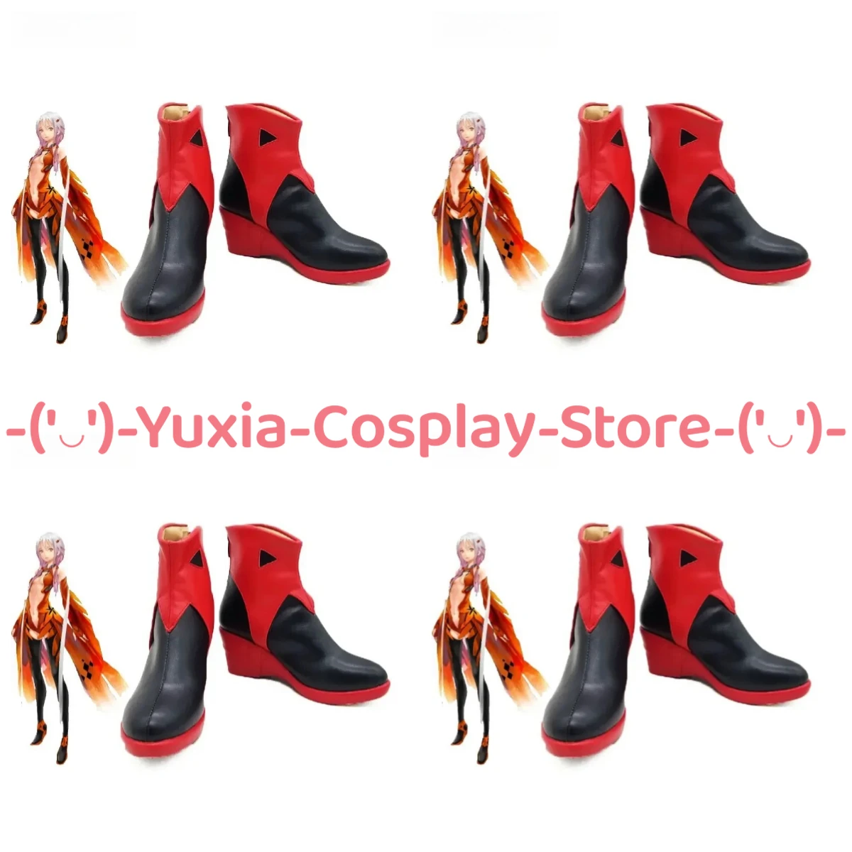 Yuxiacosplay! Buty do cosplayu Guilty Crown Inori Yuzuriha, rekwizyt postaci z anime, skórzane botki z PU, kostium na Halloween, karnawał, imprezę.