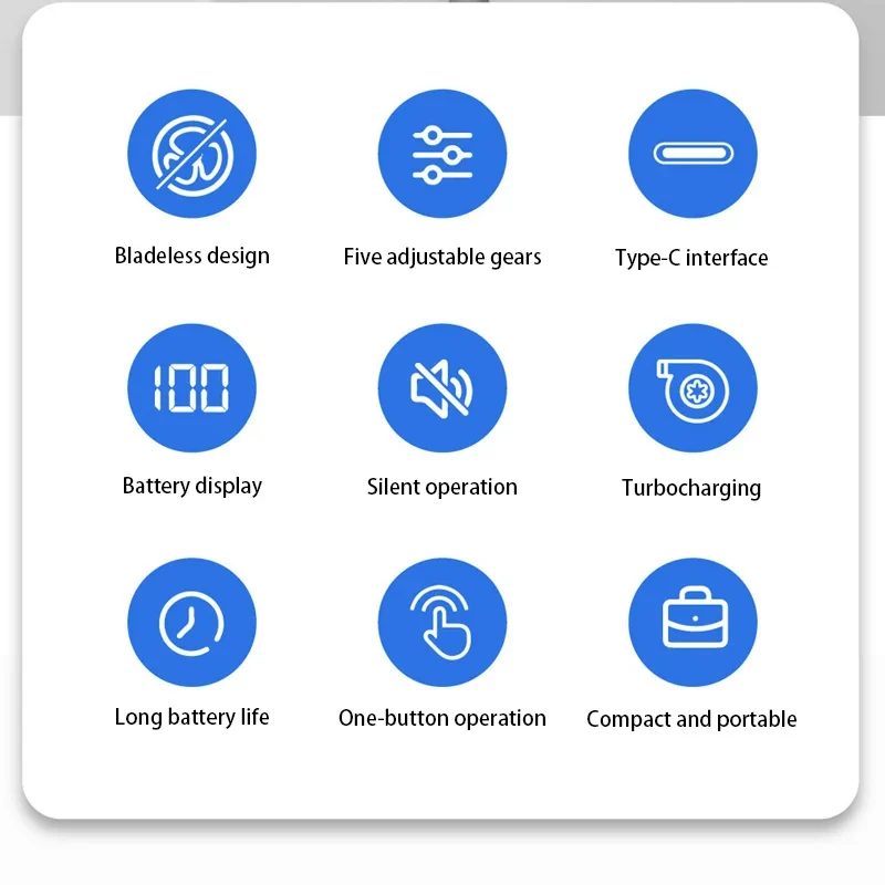 Xiiaomi 100 Level Bladeless Fan Intelligent Digital Display High-speed Bladeless Portable USB Charging High Wind Power Home New