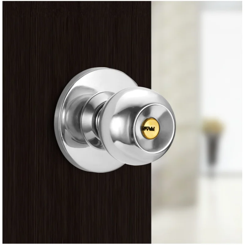 Heavy-Duty Aluminum Alloy round Door Knob Set with Rotation Lock Metal Handle Key for Bedroom Living Room Bathroom - Durable Har