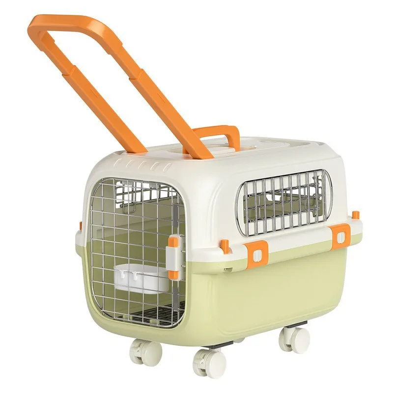 Dog air case transparent with tie rod with sunroof portable checked box car out small and medium dog pet bag