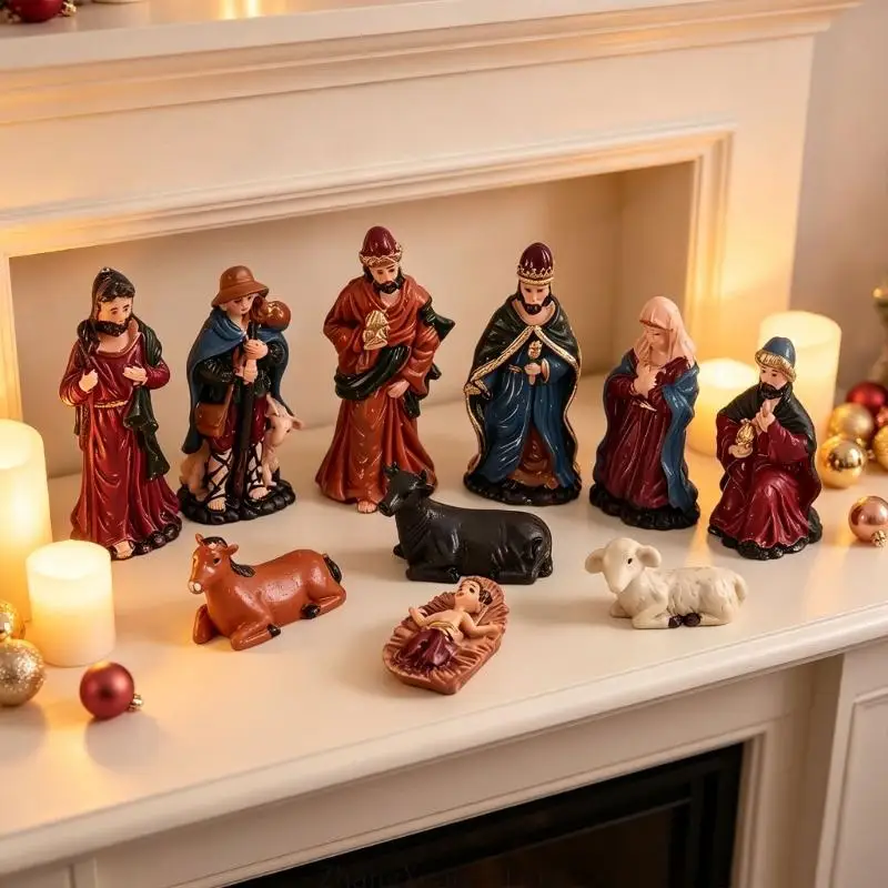 Weihnachtsfiguren-Set für Weihnachten, Schreibtisch, Fenster und Tischgestaltung, 3 x – Detail 9