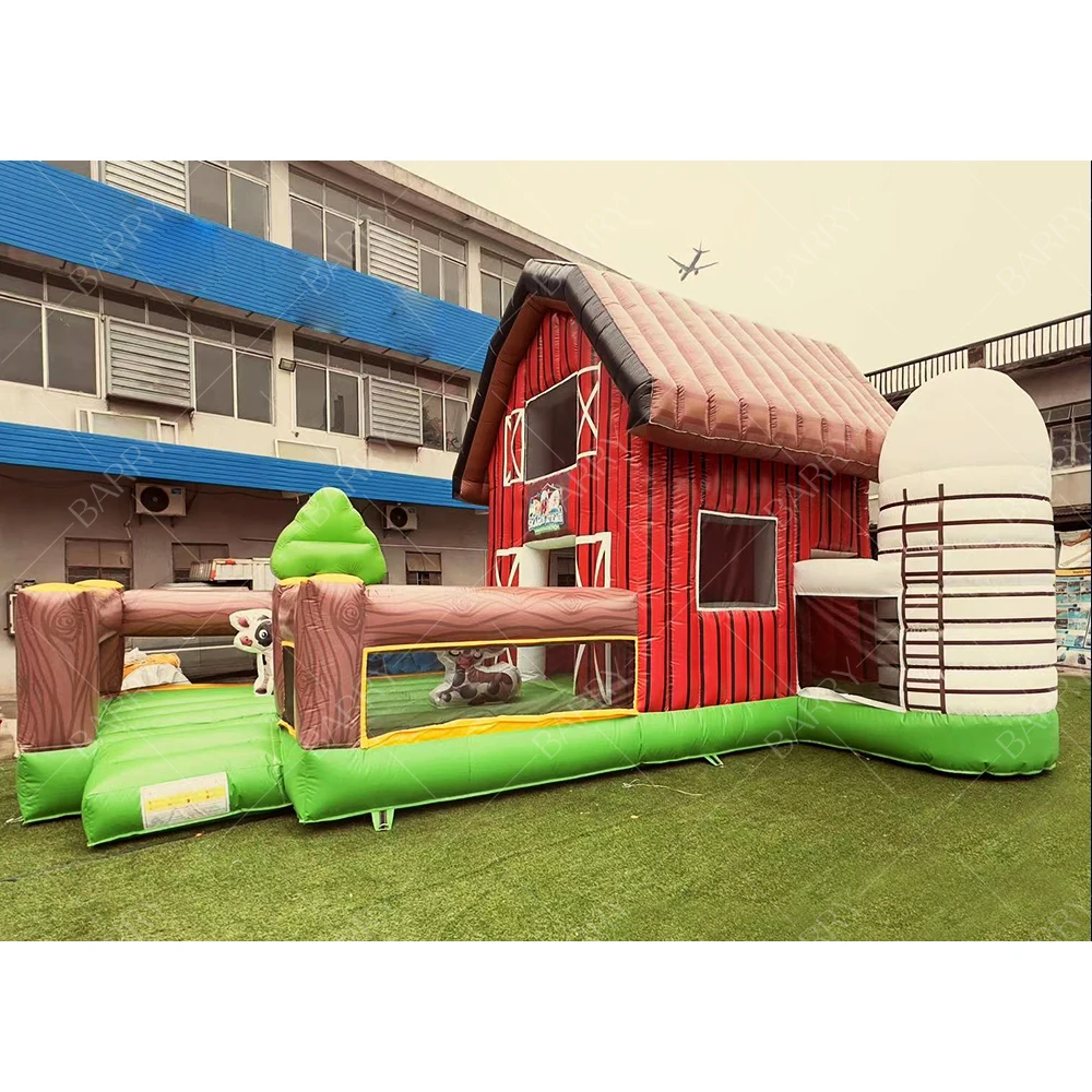 Barry Commercial Inflatable Bouncer Slide Cartoon Cow Farm Jumping Castle for Kids Children'S Inflatable Bounce House With Slide
