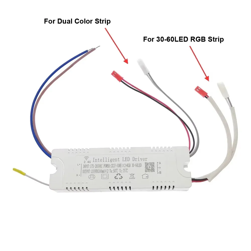 Intelligent LED Driver (25-40W)X2 (37-60W)X2 (37-60W)X4+RGB APP Control and 2.4G Remote Control LED Transformer