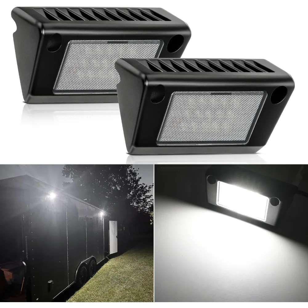 Nilight 2PCS RV Exterior Porch Lights, 5 Inch LED Scene Cargo Light 12V/24V, Black Aluminum Housing White Beam for RV Trailer Camper Motorhome Truck SUV