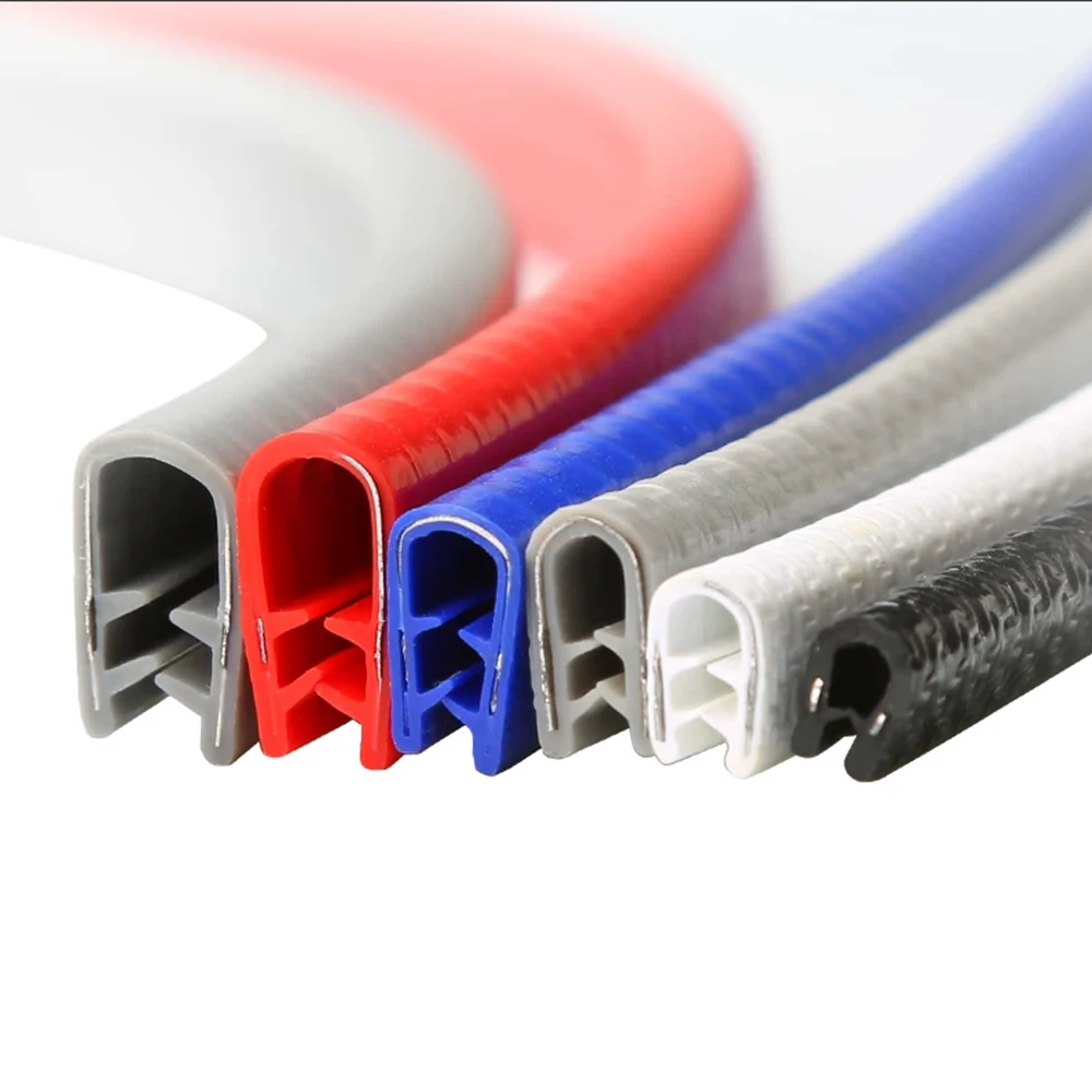 1Meter Blue/Red U-shaped Skeleton Rubber Sealing Strip Edging Edge Sealing Protectio Door Car Dustproof Seals Strips H*Width