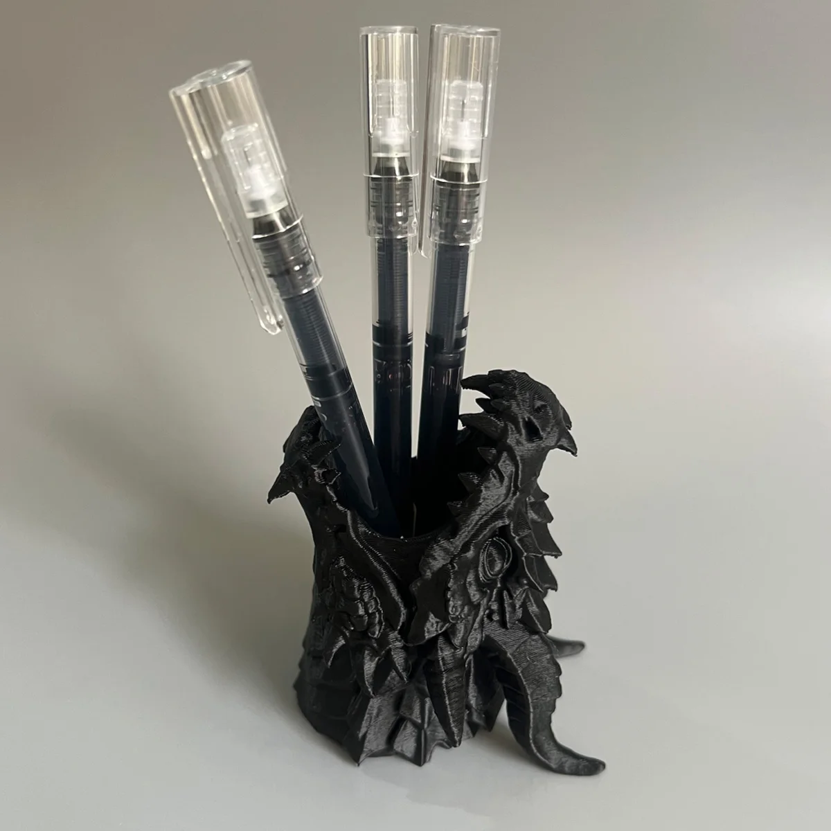 (9*7.3cm) Dragon Head Pen Holder 3D Printed Gothic Desk Organizer Gift Desktop Decor Creative Pen Stand Sculpture Office Home