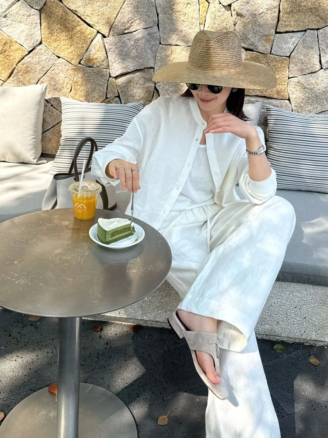 Loose Fit Linen Cotton Shirt Set Women Summer Casual Style Long Sleeve Button up Top Bottoms Two Piece Set Comfortable Loose