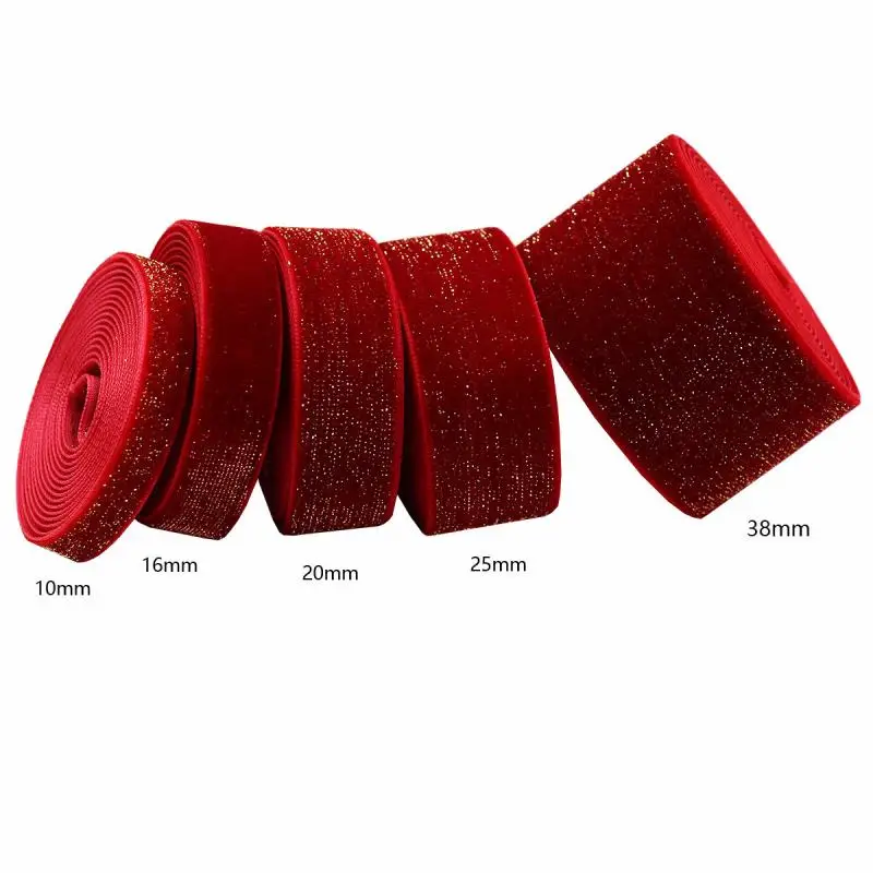 2 Yards 1/1.5/2/2.5/3.8CM Velvet Red Ribbon For Bow Headwear Material Christmas Holiday Gift Box Packaging Decoration TJ20858