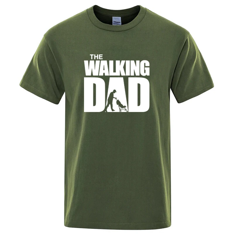 Men Funny The Walking Dad Stroller Silhouette Graphic Tee Short Sleeve Casual T-shirt New Daddy Father's Day Gift Summer Tops