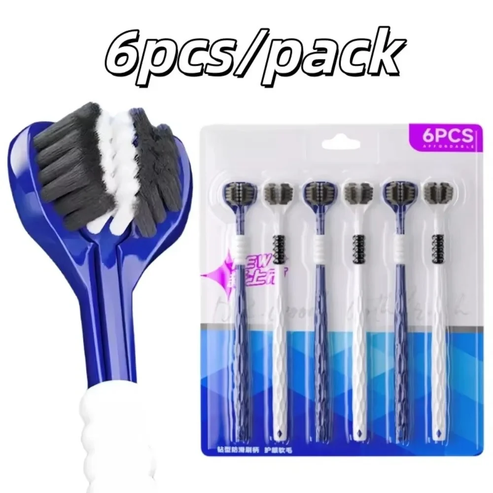 6Pcs 3D Manual Toothbrush Three sided U-shaped Soft Toothbrush Gum Care Comprehensive Cleaning For Adults Men and Women Couple