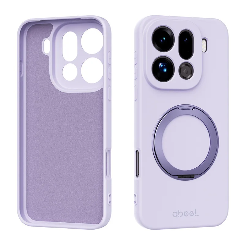 

Rotatable Magnetic Bracket Skin Feel Liquid Silicone Phone Soft Shell For OPPO Find X9 Pro Anti-drop Shockproof Protection Cover