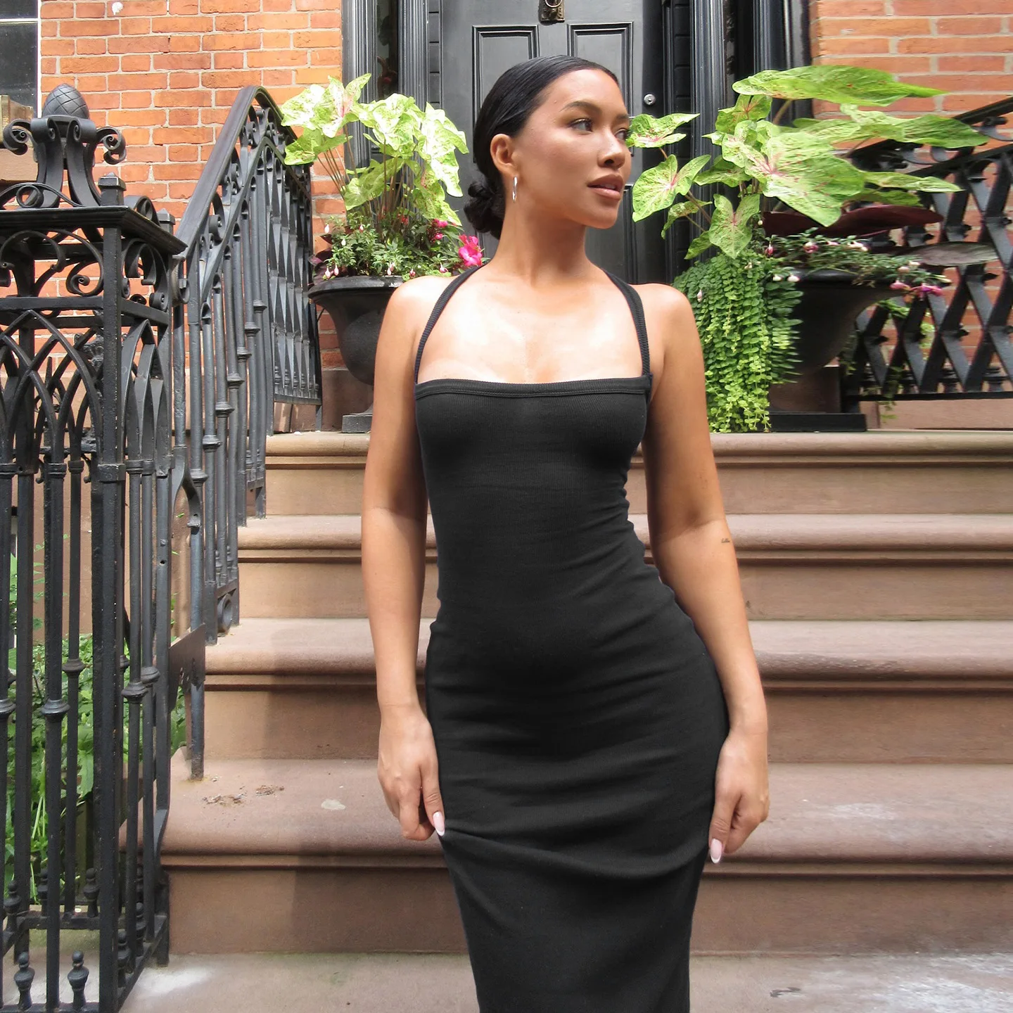 

Sexy Elegance Women's Off-oulder Bodycon Dr Pure Color Square Collar Cross Ba Ne Hanging Design High Waist Knitted S...