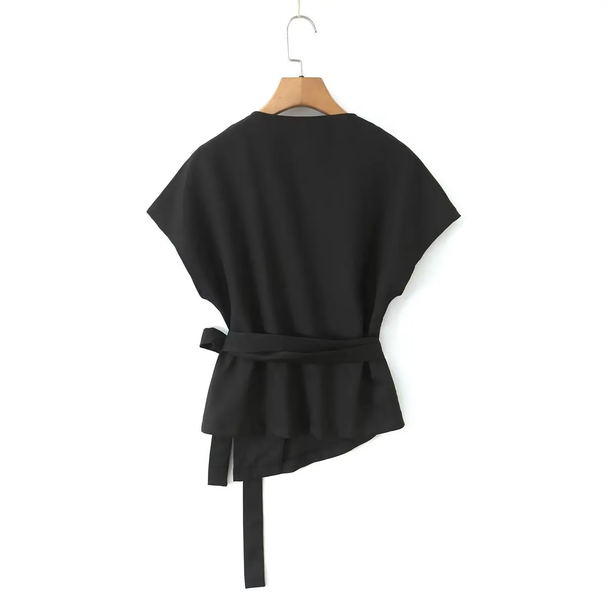 Spring New Sle Women's Faion Design Large Collar Top Polyester Fiber Skin-friendly Breathable ort Sve Pure Color