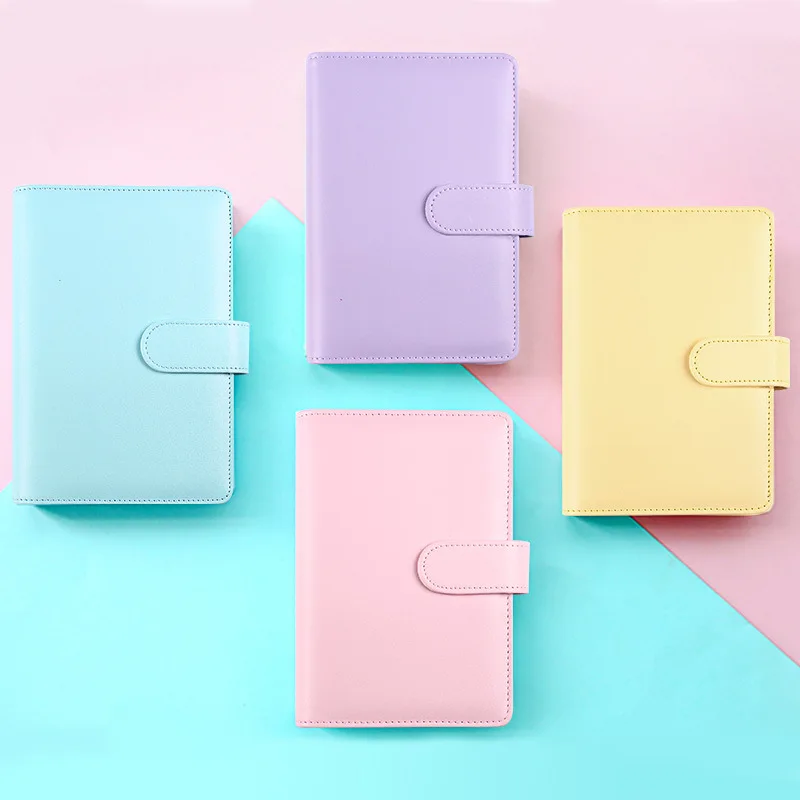 Macaron Loose-Leaf Notebook with Creative Cover PU Leather Loose-Leaf Budget Notebook for Cash Journaling