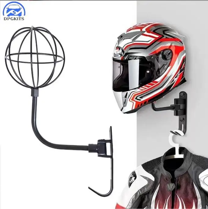 DPGKITS 1PC Hanging Motorcycle Steel Wire Helmet Stand Holder 180 Degree Rotation Design For Car Motorcycle ATV Moto Accessories