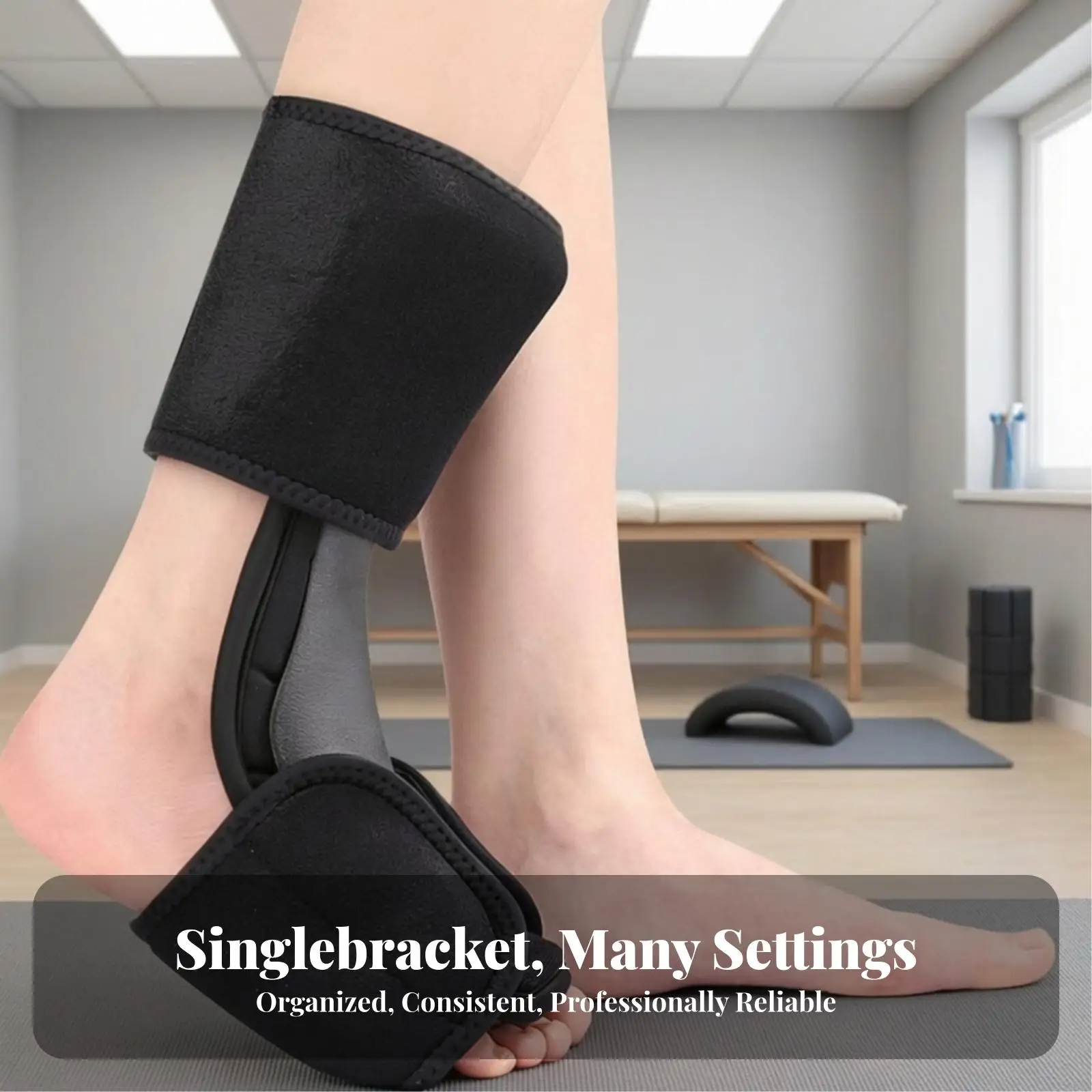Adjustable Ankle Support Orthosis with Firm Shell for Leg Brace Stability and Foot Alignment During Daily Rehabilitation Wear