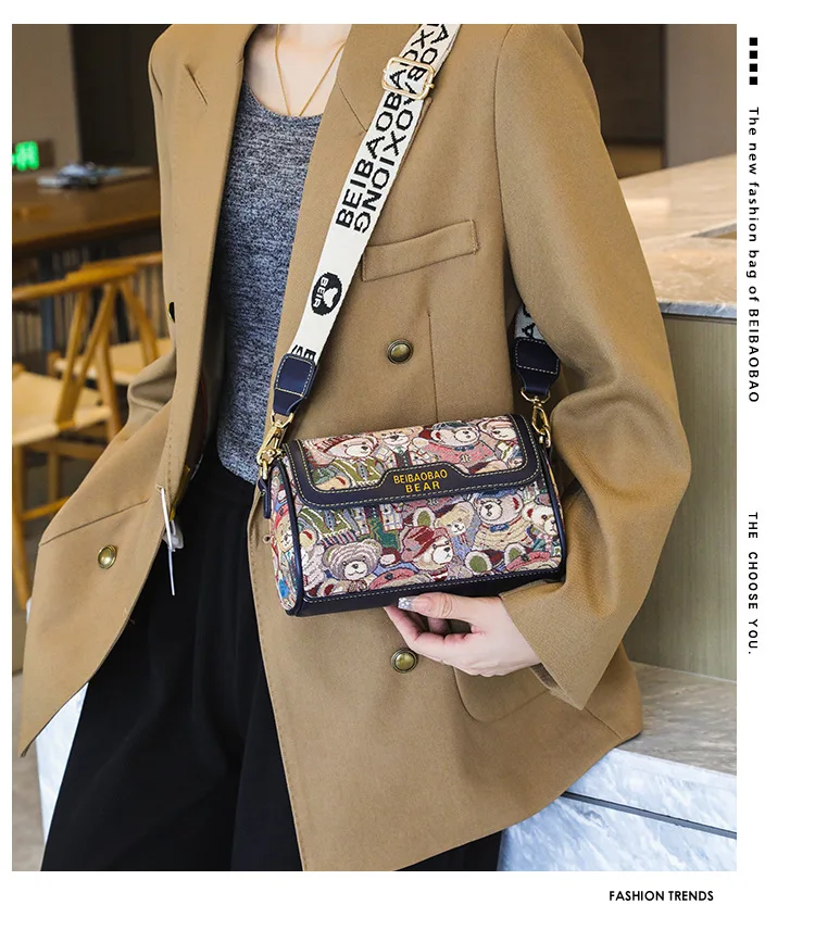 New Trendy Unique Design Cartoon Bear Single Shoulder Bag Chic Crossbody Bag Original Women's Shoulder Bag Purses and Handbags