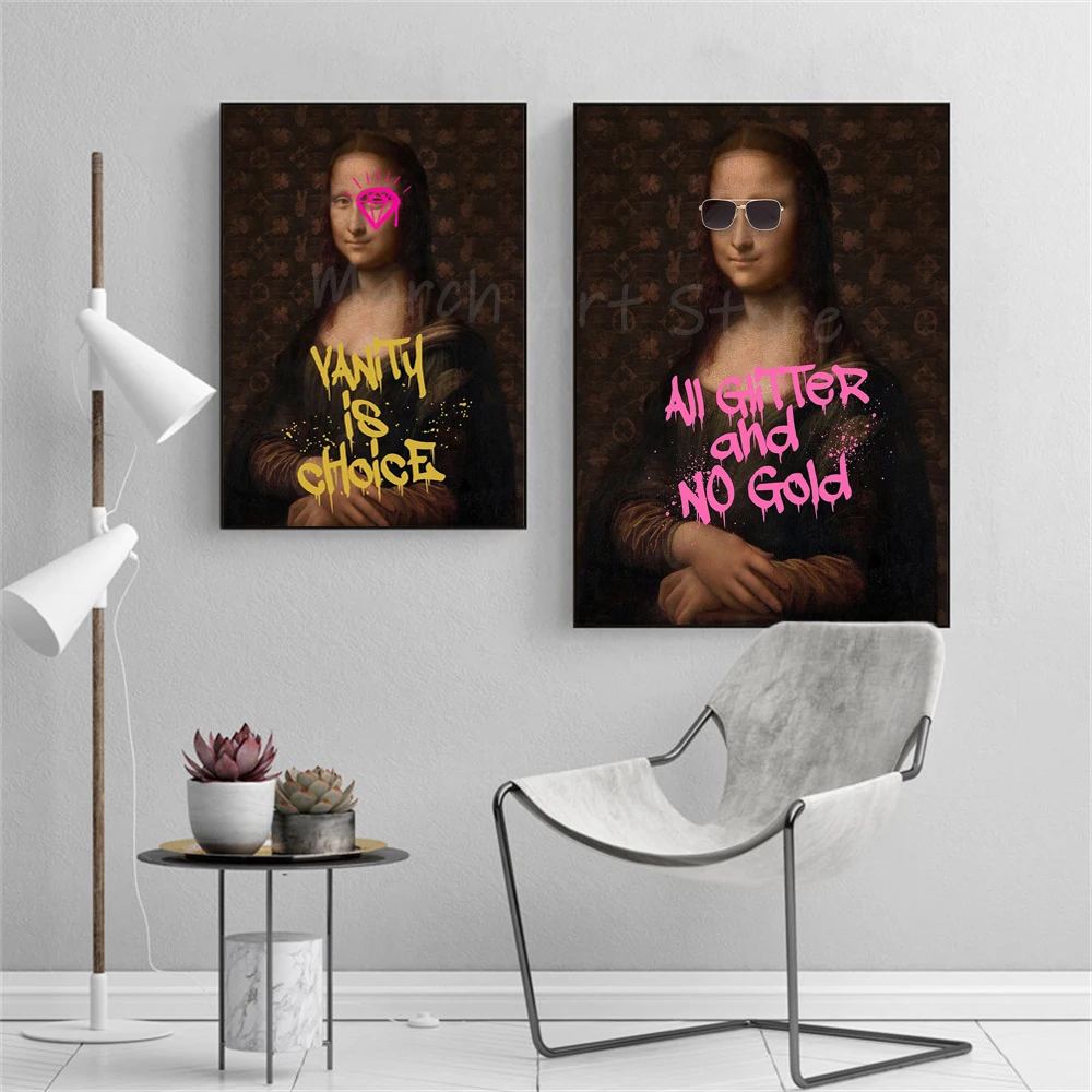 Altered Art Portrait Poster  Pop Culture Wall Art Canvas Painting Prints Graffiti Funky Art Prints Gallery Bathroom Art Decor