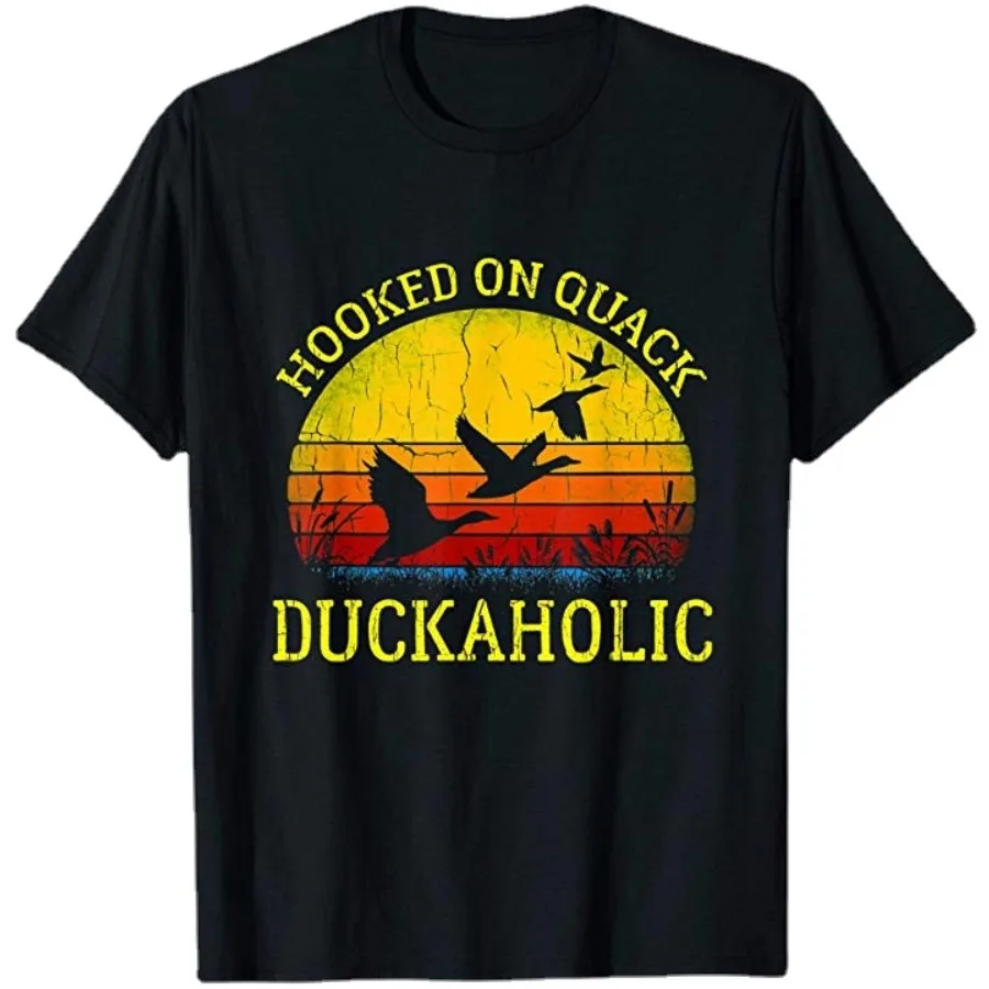 Hooked on Quack Funny Duck Hunting Hunter Gift T-Shirt Summer Cotton Short Sleeve O-Neck Men's T Shirt New S-3XL