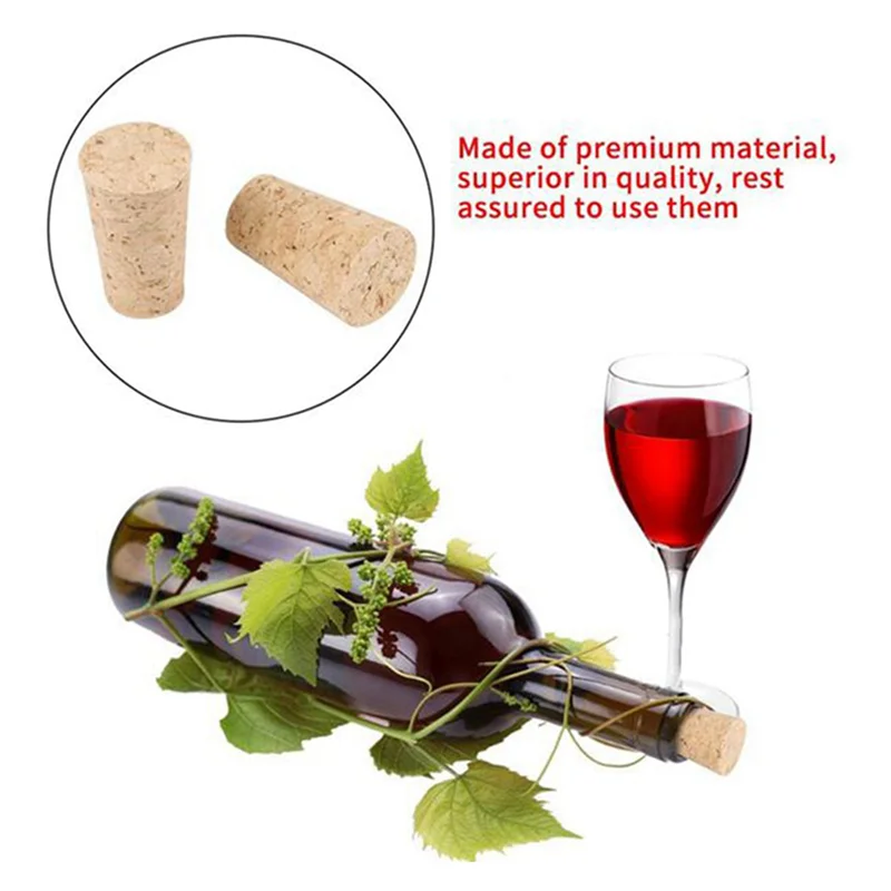 

B03C-300Pcs Tapered Wine Cork Reusable Wood Corks Creative Portable Sealing Wine Stopper Wine Bottle Cover For Bottles Wine