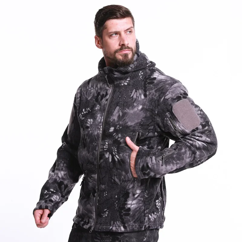 Kurtki turystyczne Wiatroszczelna termiczna odzież myśliwska Polarowa wiatrówka Zimowa kurtka Softshell Męski kombinezon taktyczny Wojskowy kemping — zdjęcie 7