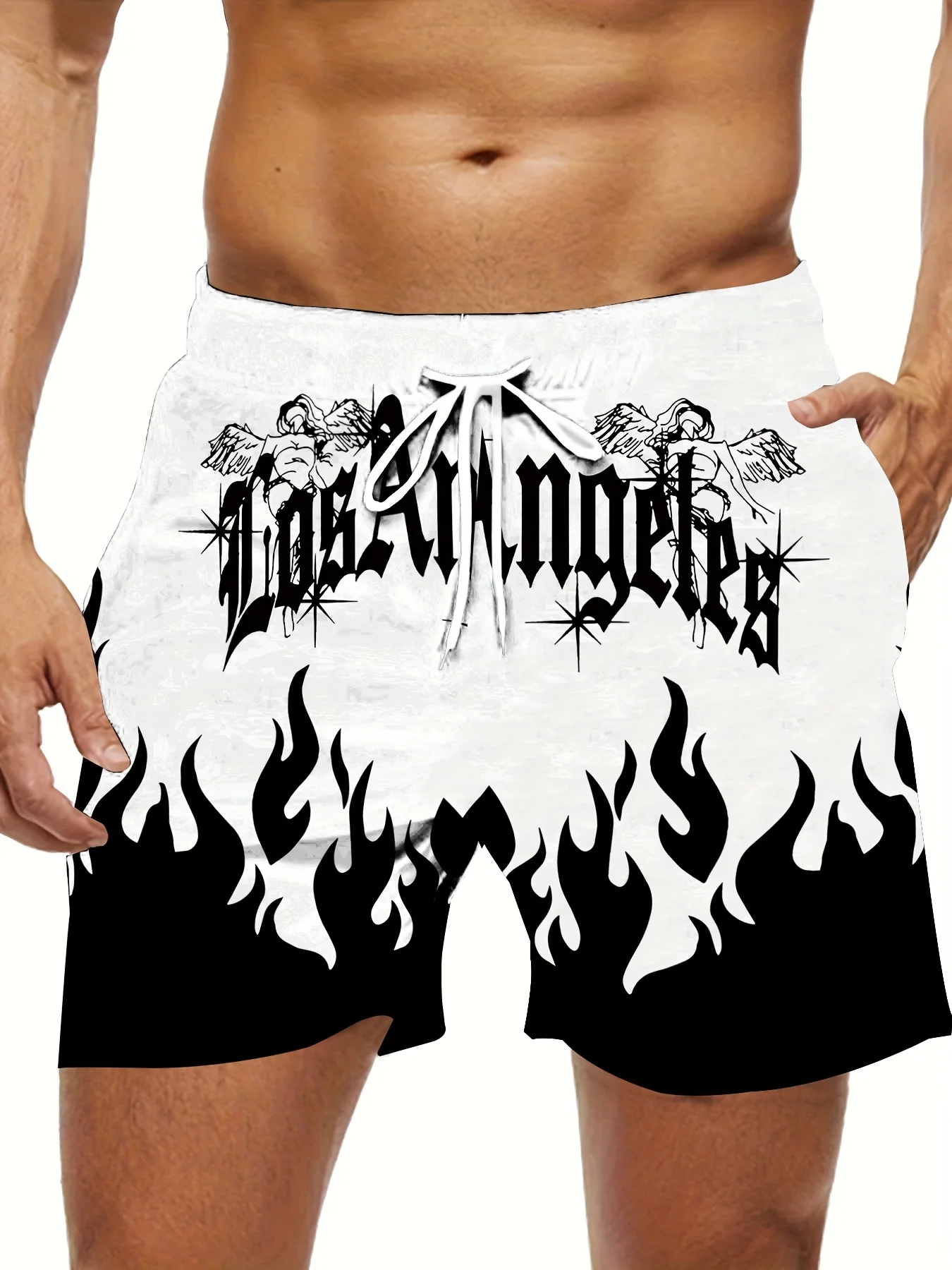 

2026 Summer New Style Men's Short Pants - Breathable Lightweight Casual Fashionable Flame-Printed Street Style Men's Pants