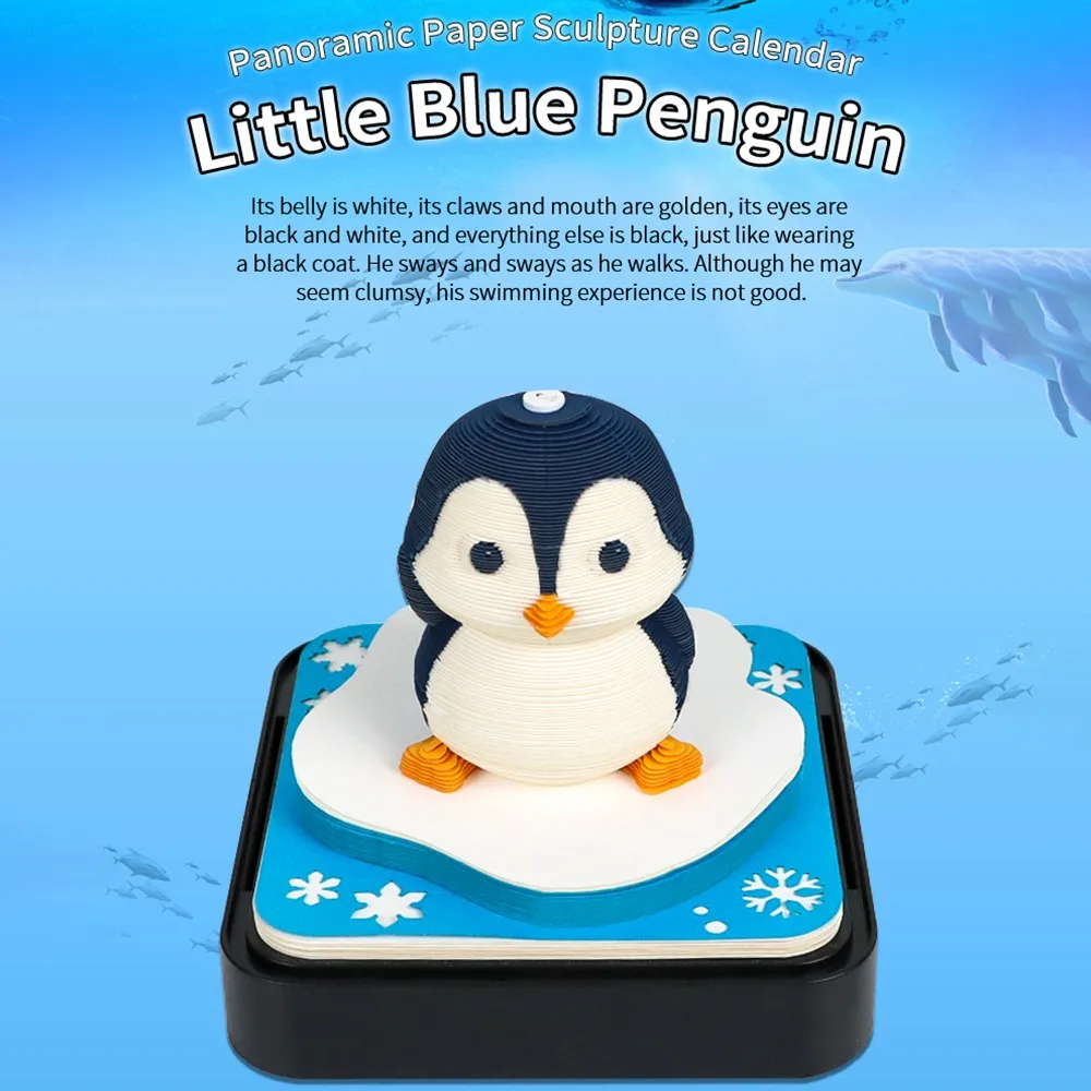 3D Mini Penguin Notebook para Crianças, Paper Carving Model Notepad, Presentes de mesa, Novo