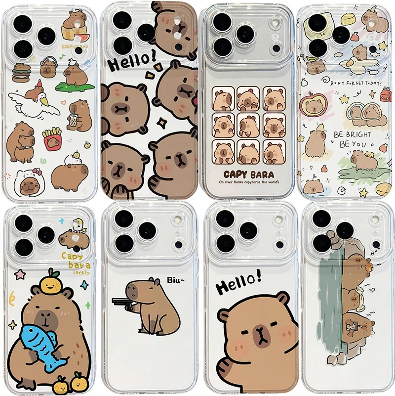 Pretty Cute Capybara Phone Case For Samsung A57 A56 A17 A07 A55 A06 A15 A54 A53 A32 A34 A13 A14 A33 A26 A23 A52 5G Clear Casing