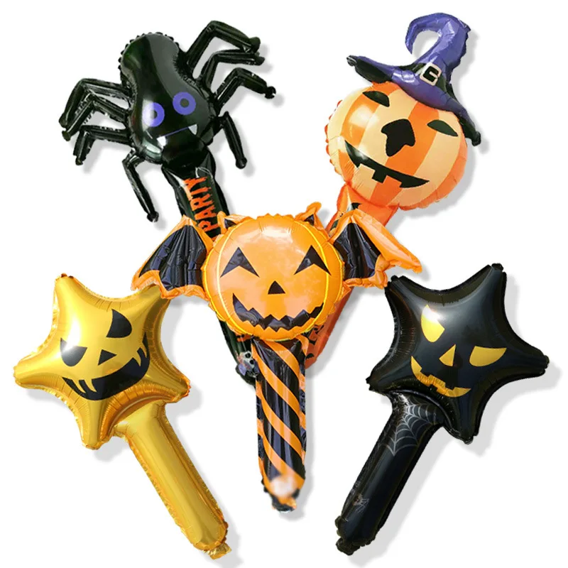 

5Pcs Halloween Inflatables Toys New Demon Spider Pumpkin Skeleton Inflatable Stick Fun Party Handheld Balloon Holiday Decoration