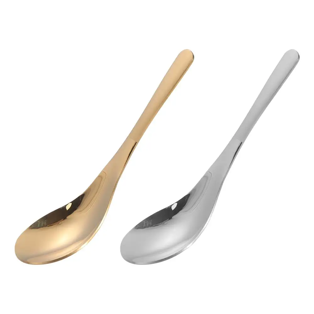 

Tableware Gold Silver Stainless Steel Spoon Mirror Polished Soup Spoons Non-slip Korean Kitchen