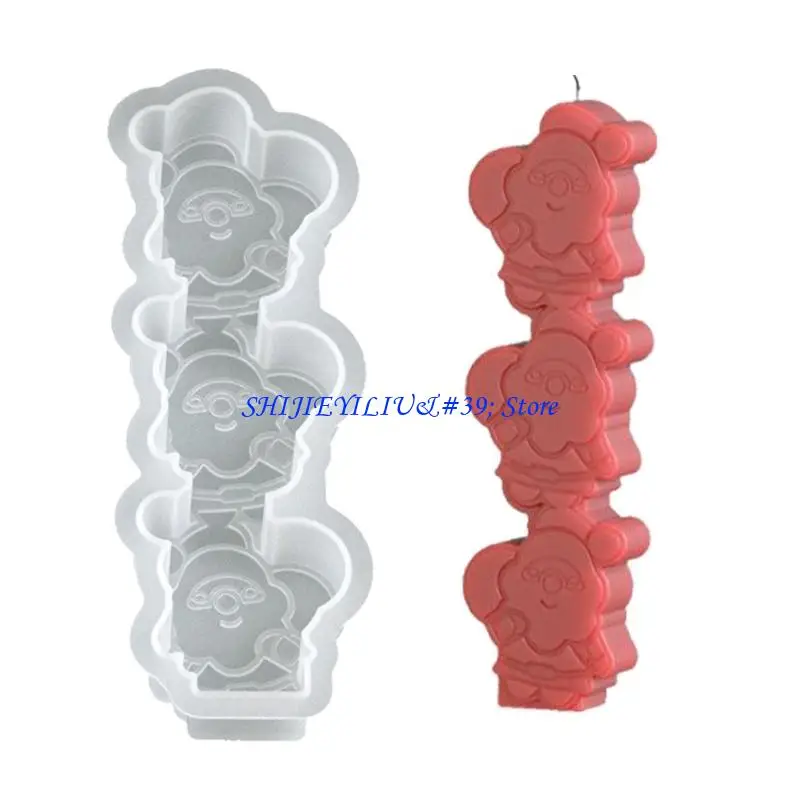E21F Christmas Silicone Mold For Candle Crafts Santa Gingerbreads Reindeer Angel Decoration