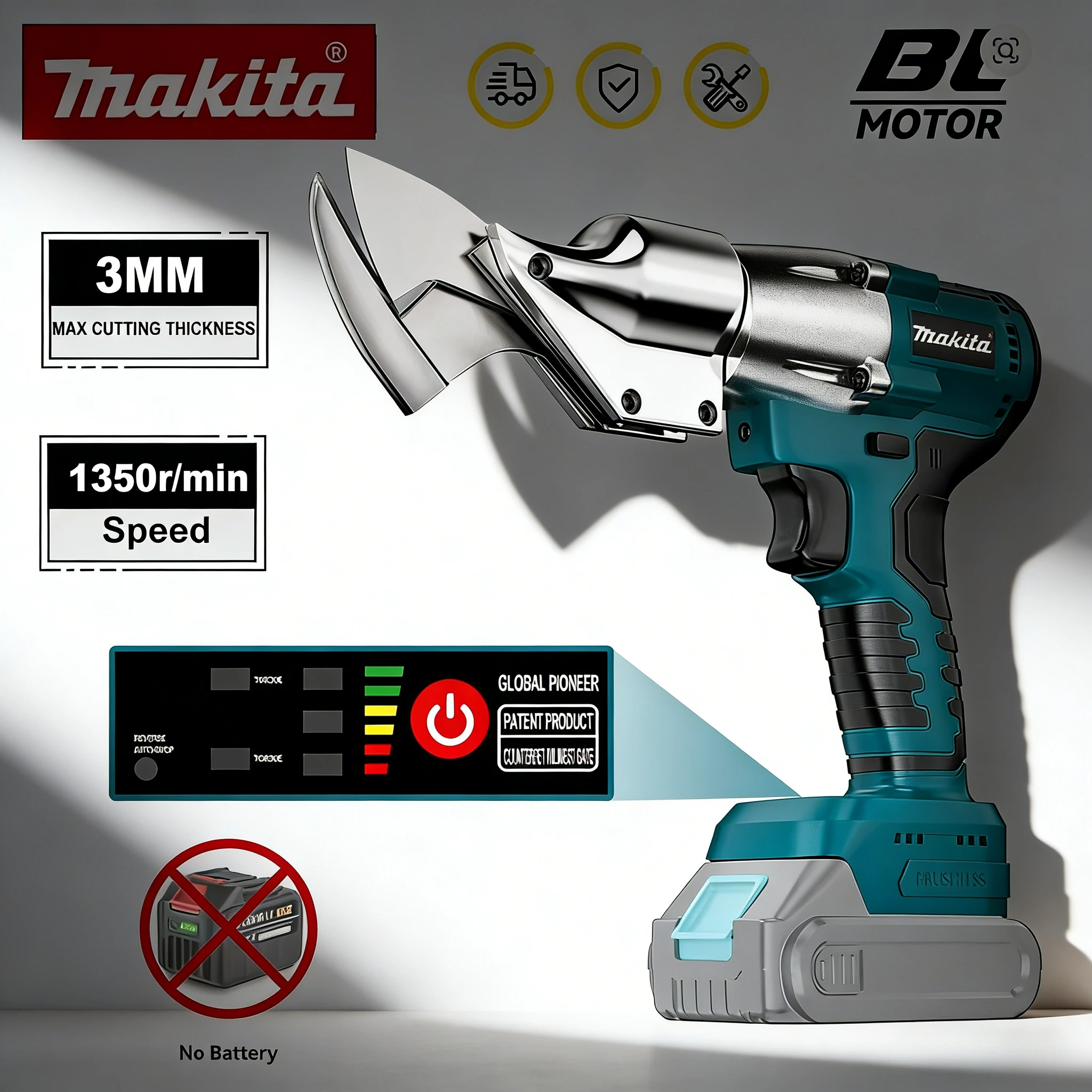 

Makita Electric Brushless Iron Scissors Machine Rechargeable Professional Metal Cutting Sheet Shear Cutter Power Tool