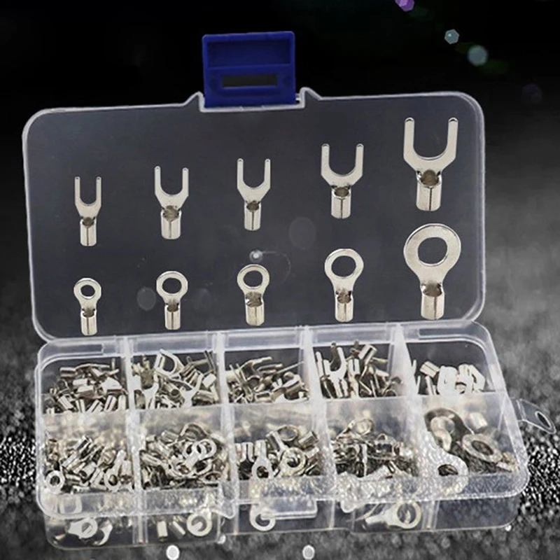 320Pcs New Hot Brass Material 10 In 1 Terminal M3~M6 Installation Screw Hole Uninsulated Ring Fork U-shaped Terminal Kit