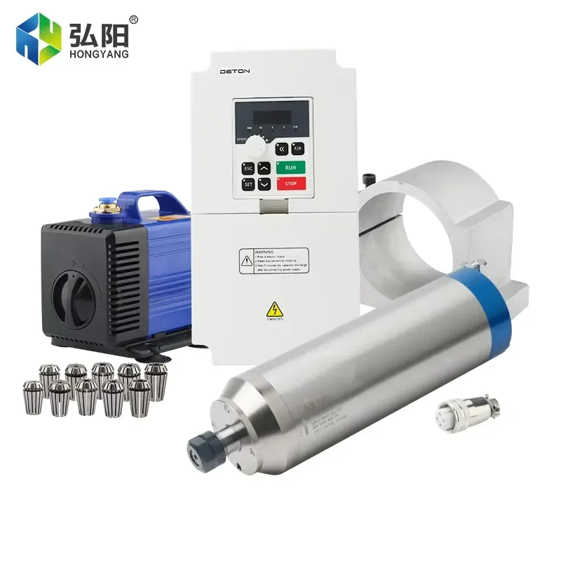 HYCNC 3.7KW Spindle Motor 3.7kw DETON Frequency Converter 80w3.5m Water Pump ER20 Chuck 100mm Fixture Kit CNC Engraving
