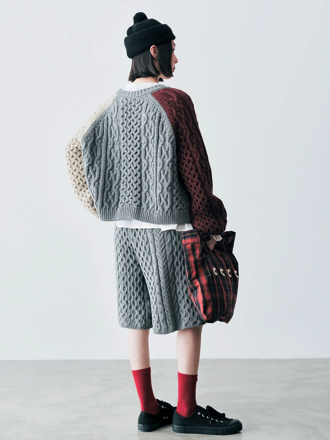 IMAKOKONI original design cardigan contrasting color knit sweater jacket for warmth winter 244832