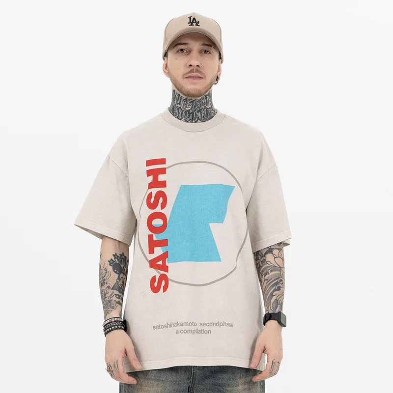 2025 Spring/Summer New Product Trendy Tees American Street Letter Slogan Retro Men's and Women's Casual Short Sleeved T-shirt