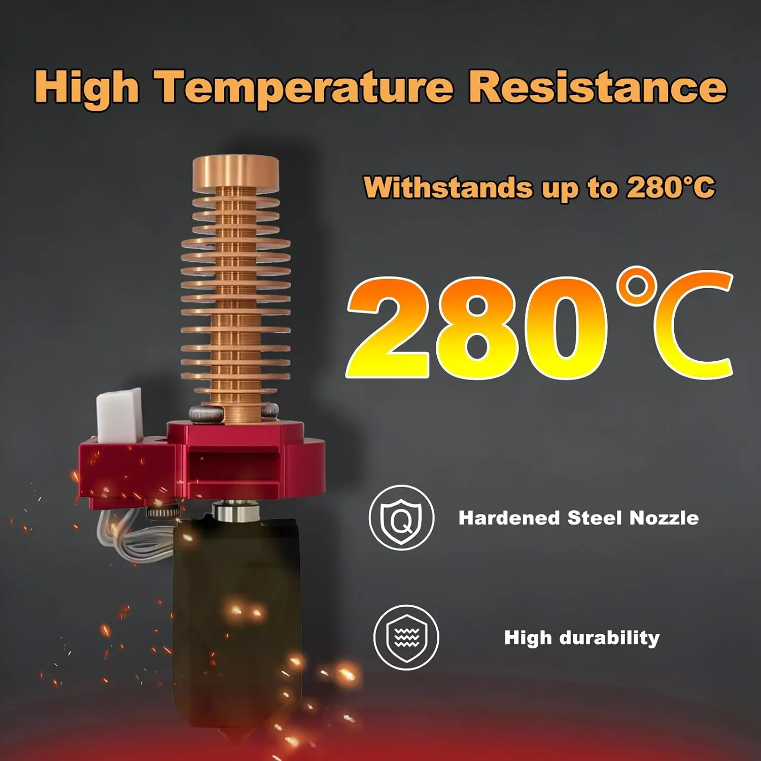 New Upgrade Hotend For Flashforge Adventurer 5M / 5M Pro Pinting Head 280℃ Ceramic Heating Block Kit AD5M Hard Steel Nozzle Hot