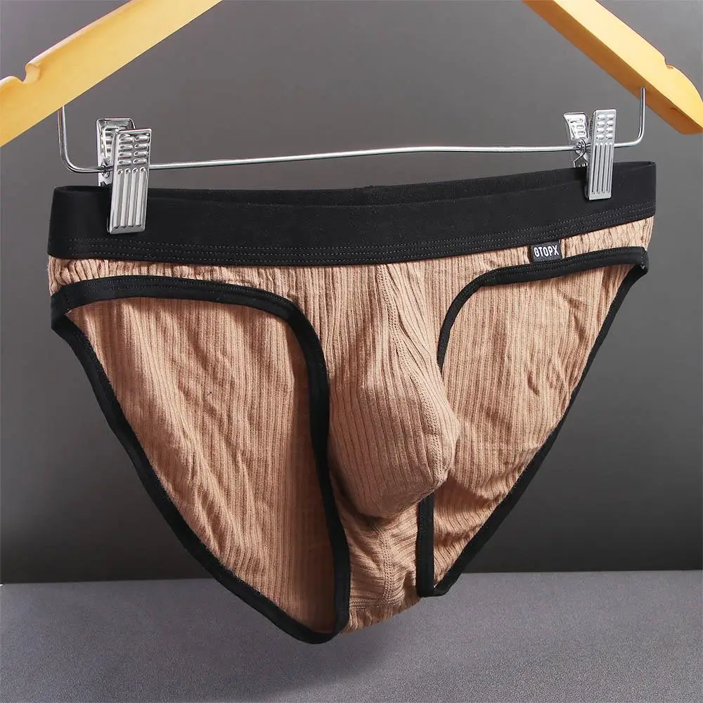 Simple Comfortable Low-waist Underwear Letter Modal U Convex Screw Thread Panties Sexy Briefs Men Thong