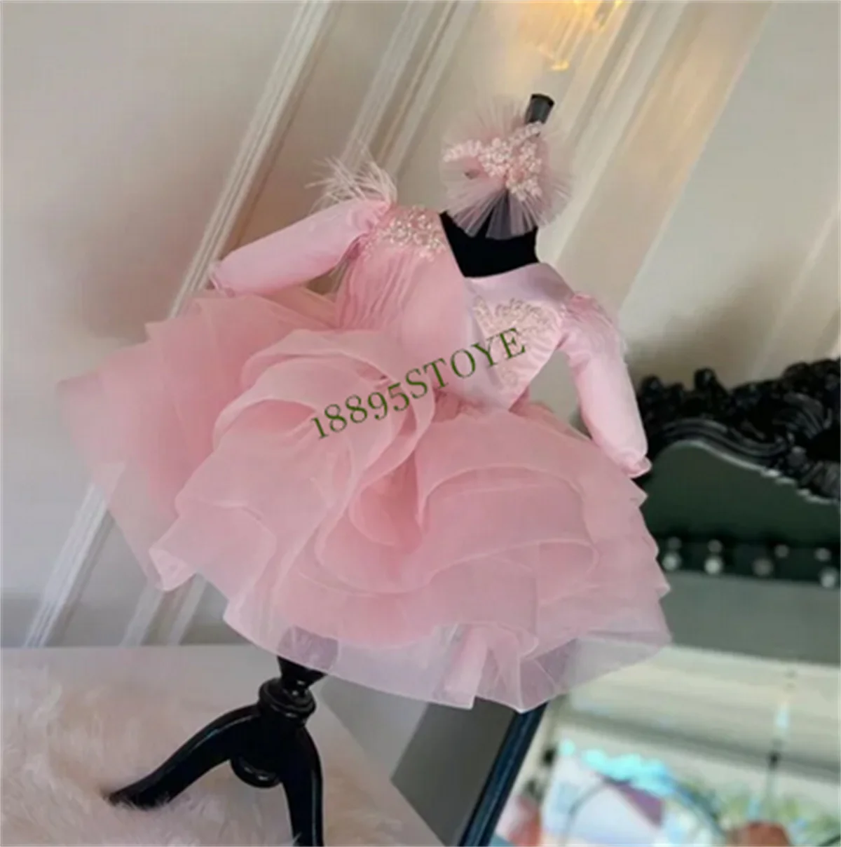 Pink Fluffy Party neonate Dress Toddler Tutu 1st Birthday Princess Dresses For Girl Wedding Prom Christmas Gown