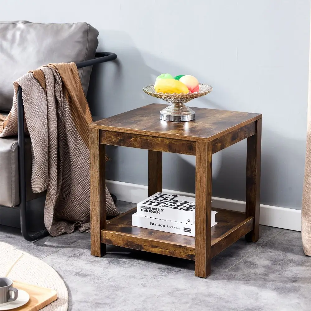 Side Table, 2-Tier Small Space End Table, Modern Night Stand, Sofa Table, Side Table with Storage Shelves, 3 Colors