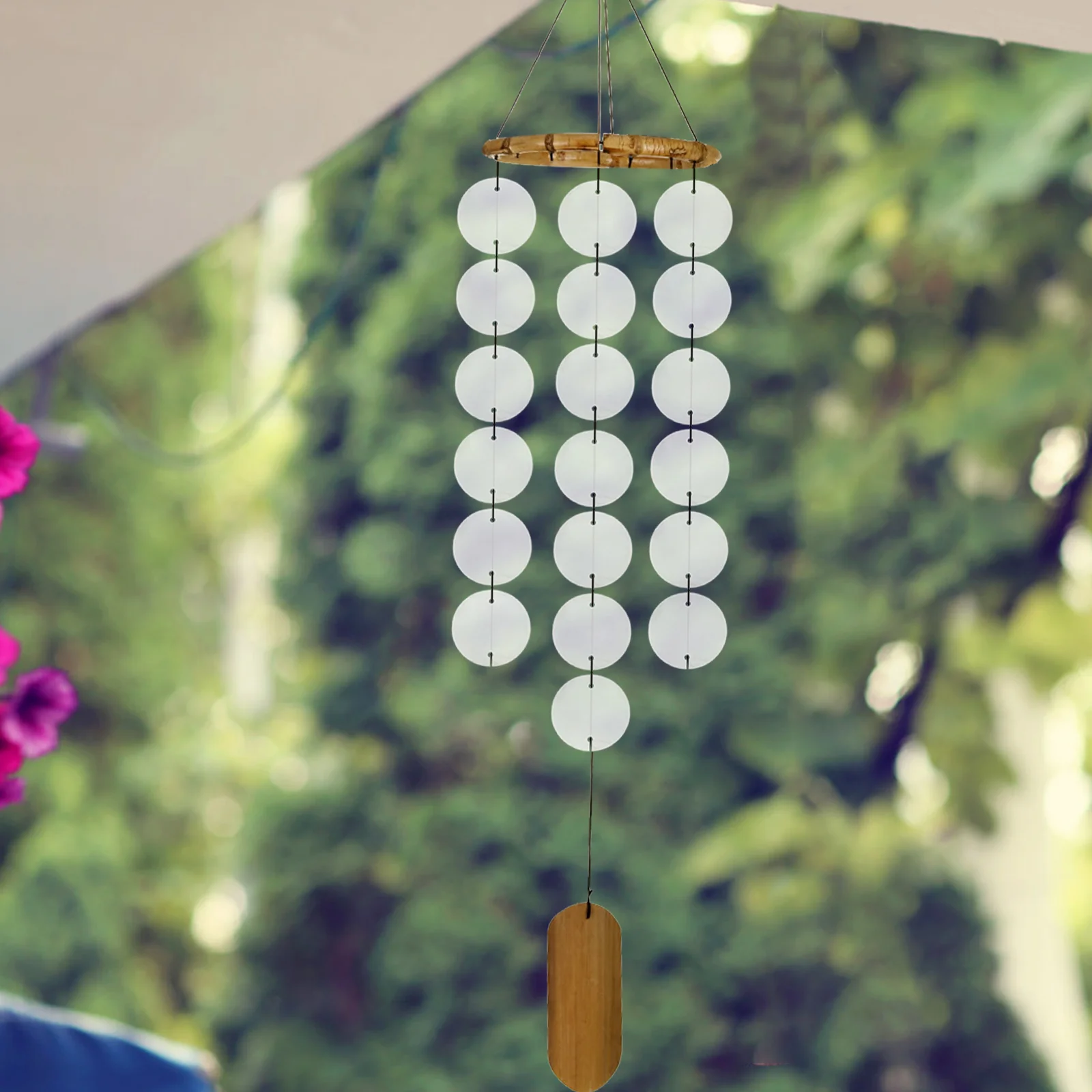 Jewelry Making Material Keychain Pendant Flat Round Shells Beads Handmade Wind Chime DIY Slice Accessory Outdoor Ornaments