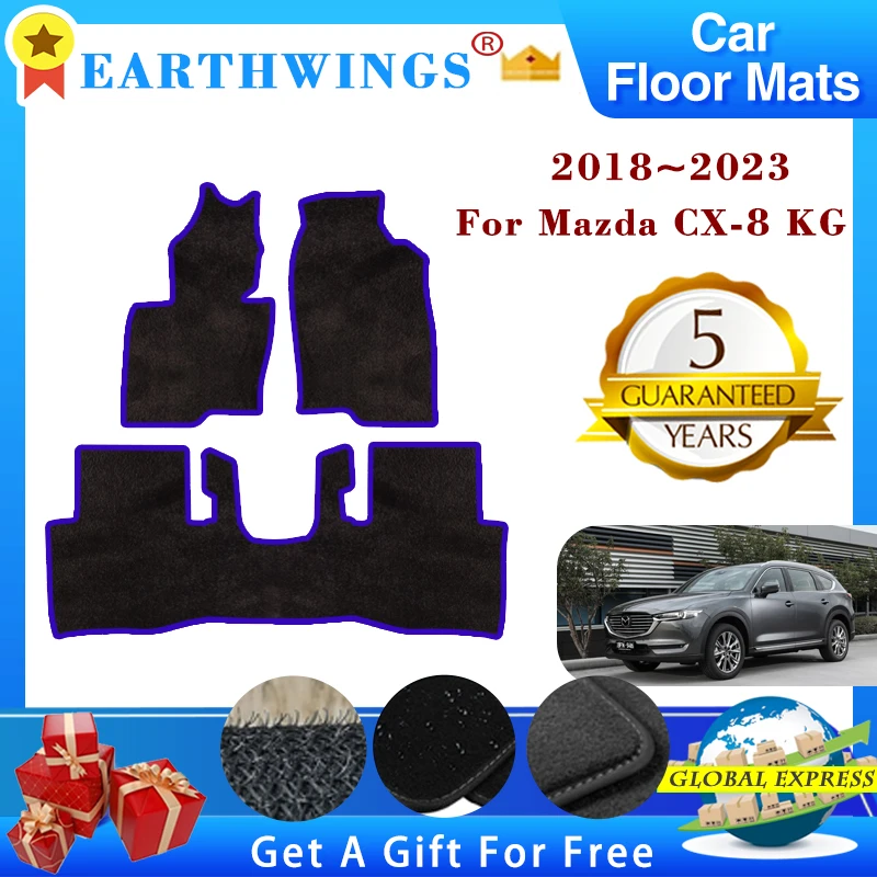 Car Floor Mat For Mazda CX-8 CX 8 CX8 KG 2018~2023 5 Seat Flannel Polyester Foot Carpet Full Set Pads Auto Accessories 2020 2021