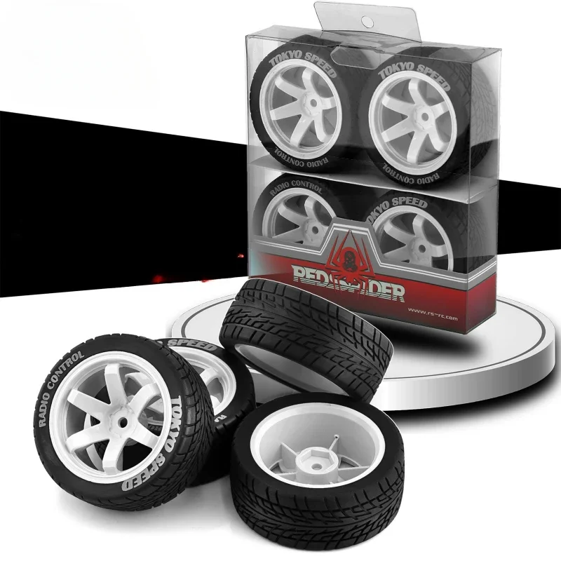 Ruedas de carreras de rally RS RC 1/10 RC, neumáticos de goma para coche de carretera, hexagonales de 12mm para HPI KYOSHO Tamiya XV02 XV01 TA06